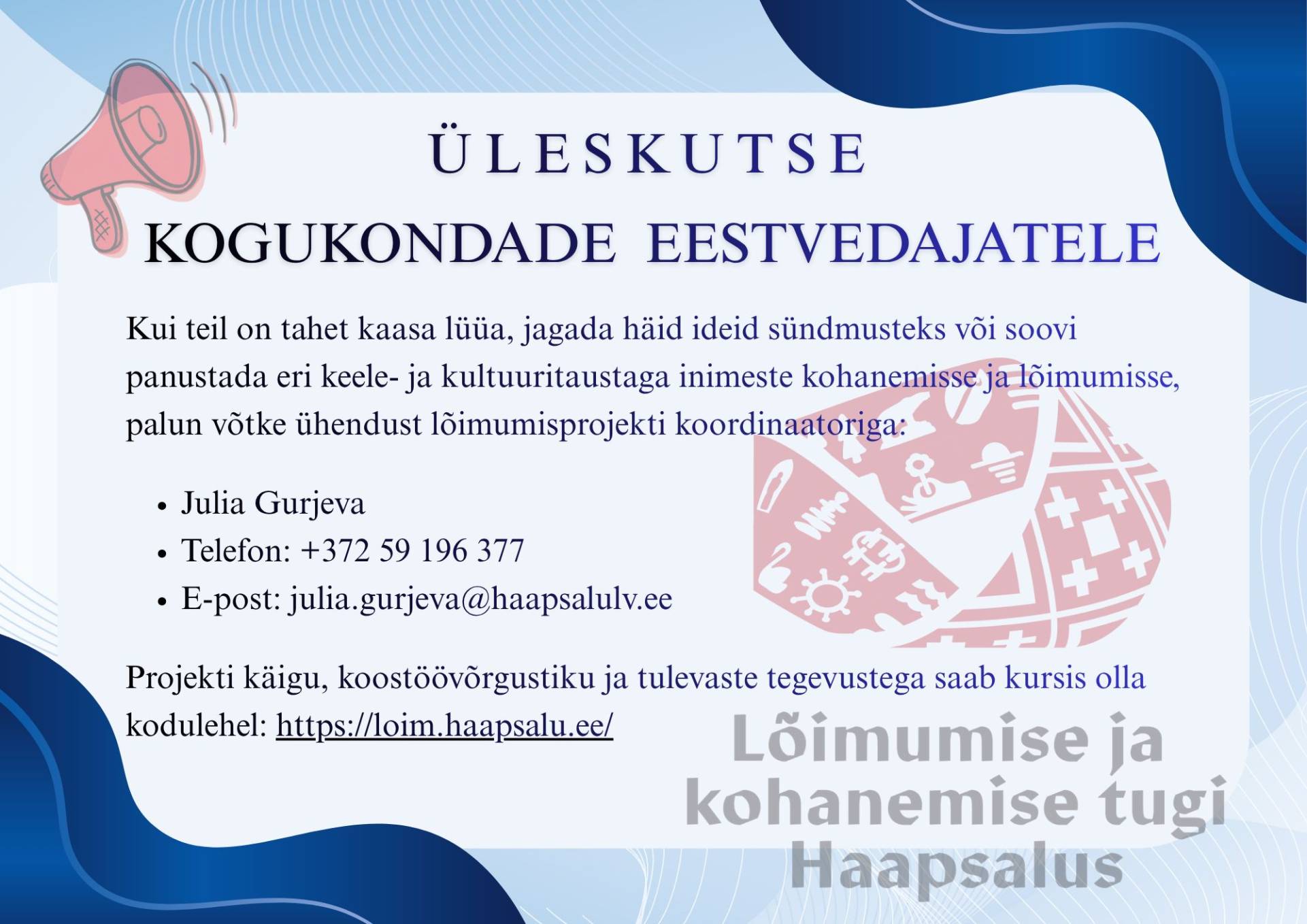 Kogukonnad ja kogukonnaüritused Haapsalus Lõimumine ja kohanemine Haapsalus
