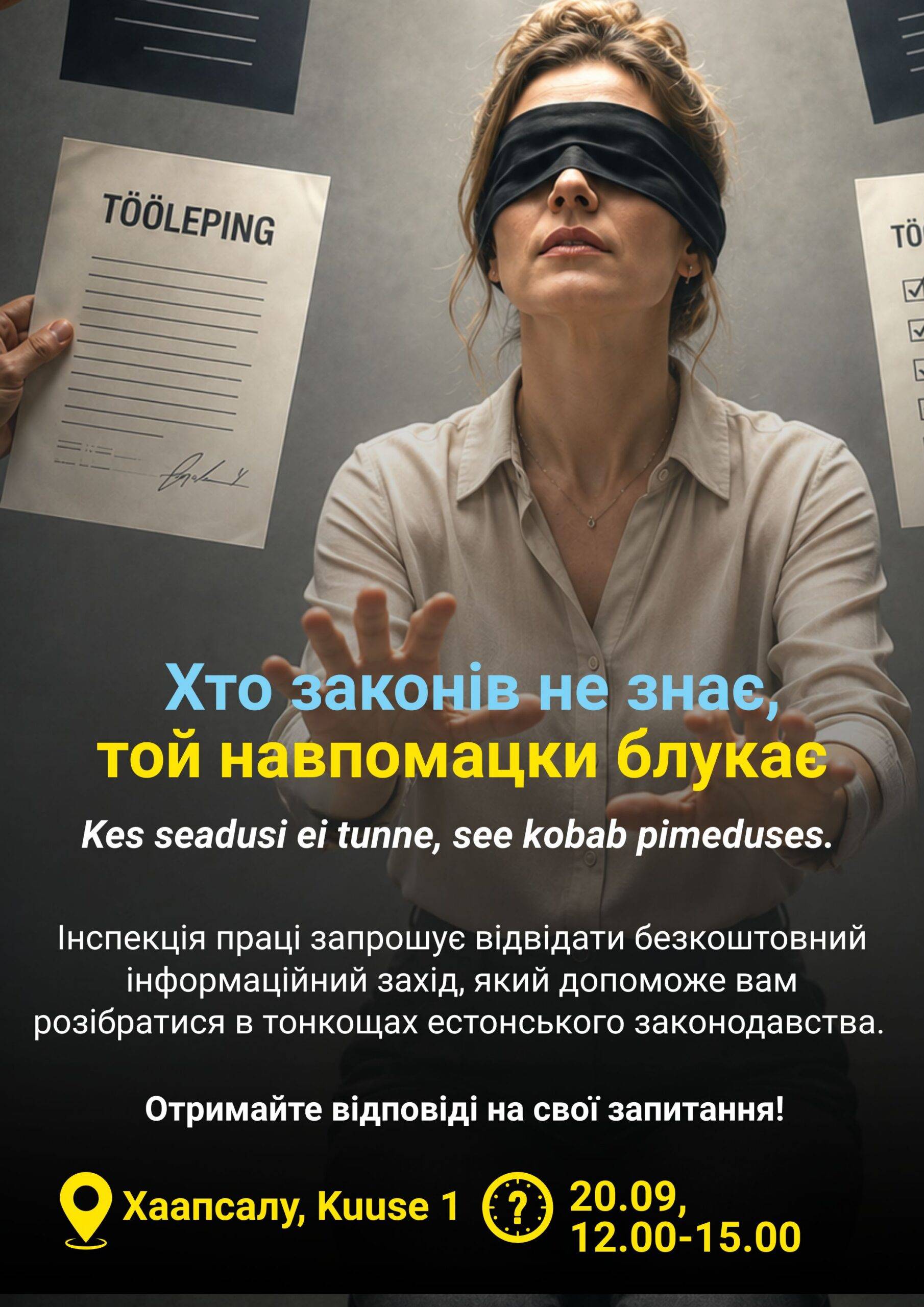 Tööinspektsiooni tasuta infopäev ukrainlastele Haapsalus Ukrainlaste tööõigused ja töötaja õigused Eestis