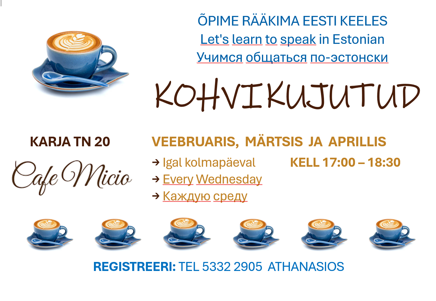 Eesti keele praktilised kursused vestlusringides Kohvikujutud: Tule eesti keeles rääkima