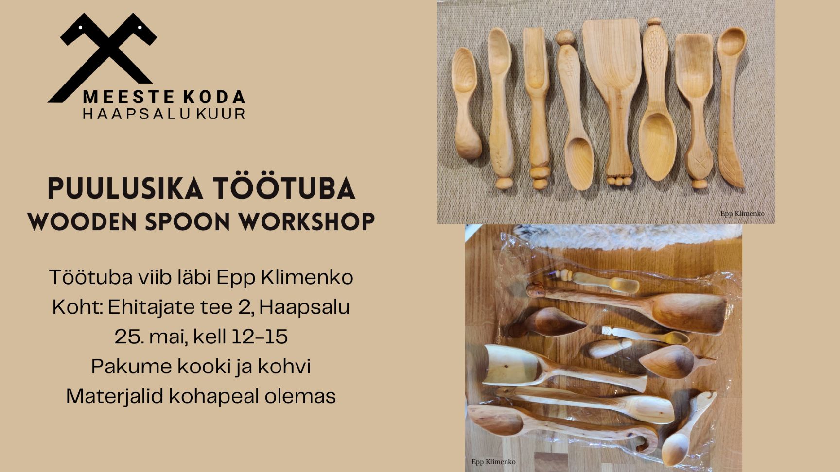 Wooden spoon carving workshop in Haapsalu – community event supporting integration and creativity