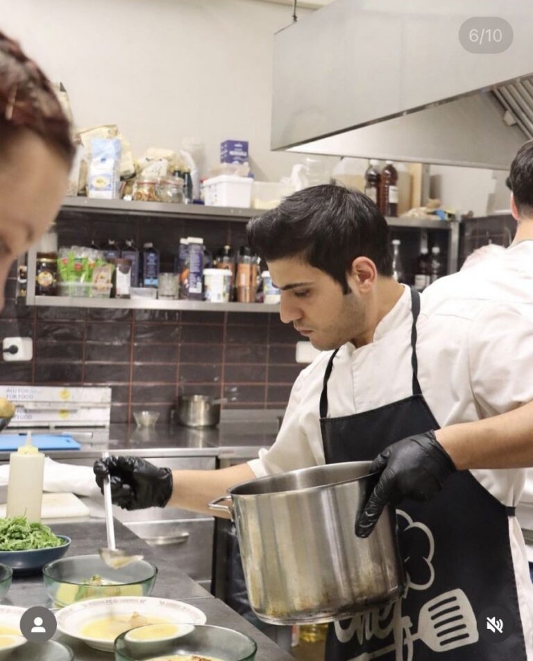 Turkish chef Ramazan Inalhan cooking at Meraki restaurant in Haapsalu, blending Turkish flavors with Estonian calm.