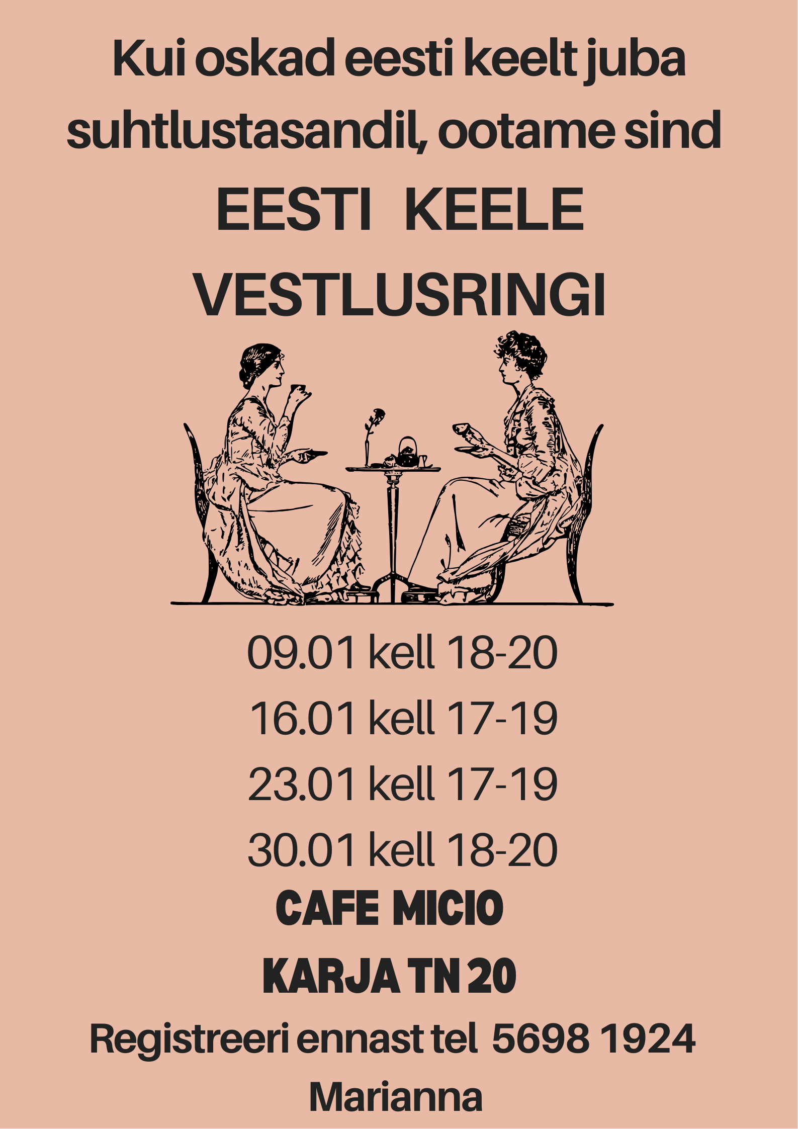 Eesti keele vestlusring Haapsalus kohvikus Cafe Micio, keelepraktika uussisserändajatele