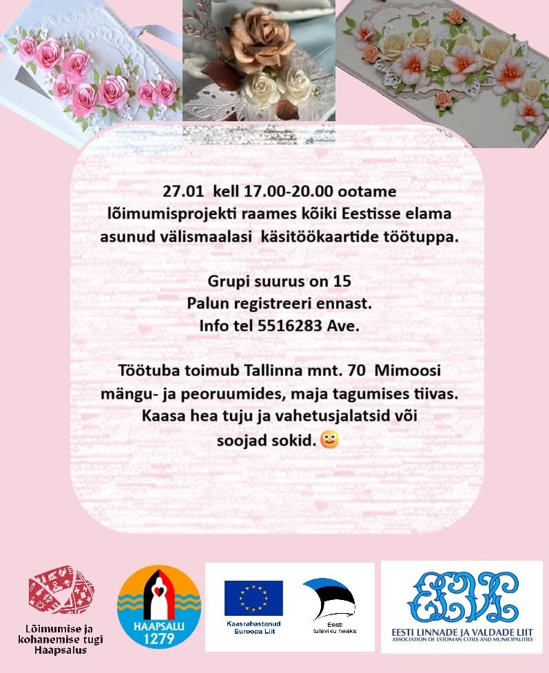 Käsitöökaartide töötuba Haapsalus. Loov tegevus välismaalastele lõimumisprojekti raames