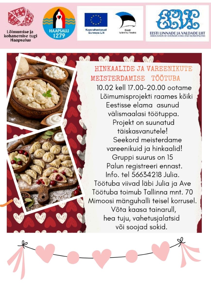 Hinkaalide ja vareenikute meisterdamise töötuba täiskasvanutele Haapsalus lõimumisprojekti raames