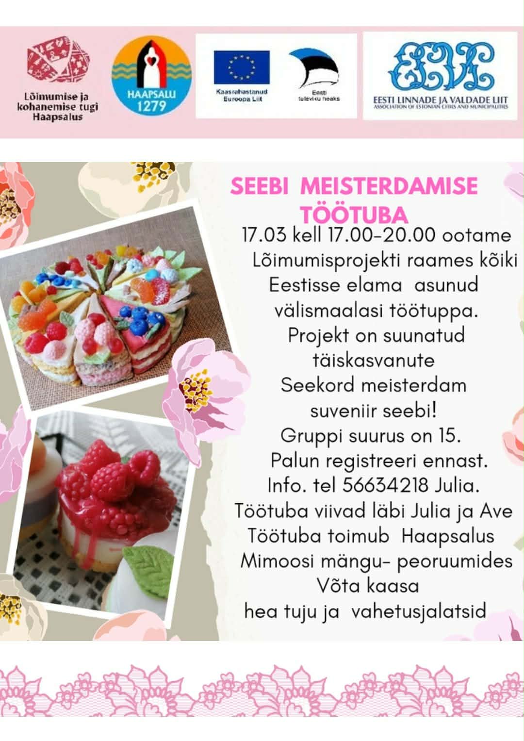 Seebi meisterdamise töötuba Haapsalus. Käsitööna valmistatud suveniirseebid