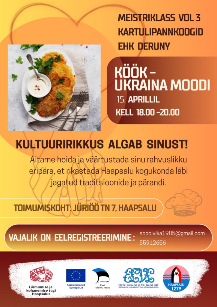 Ukraina kartulipannkoogid deruny meistriklass Haapsalus Köök Ukraina moodi üritus