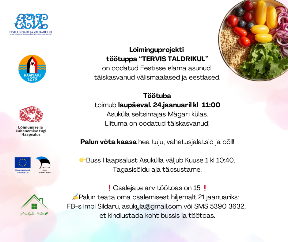 tervis talrikul teine töötuba Haapsalus Läänemaal